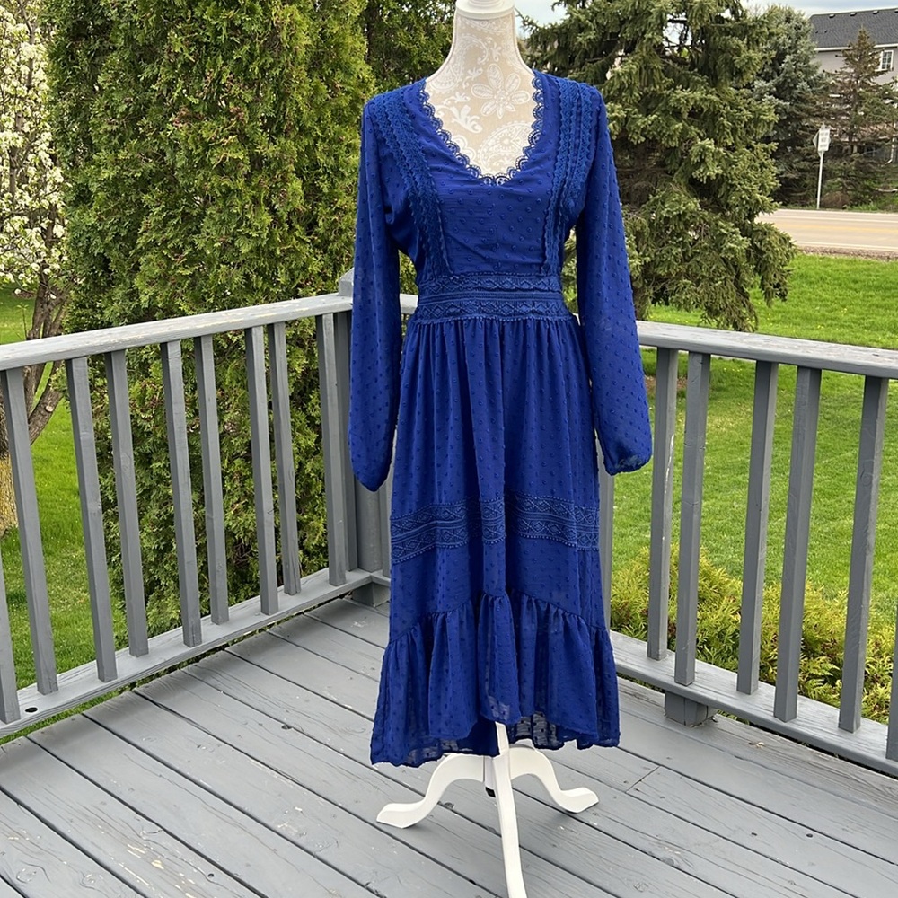 Royal Blue long sleeve Dress Sz M